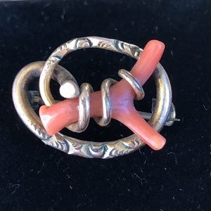 Victorian Coral Gold Love Knot
